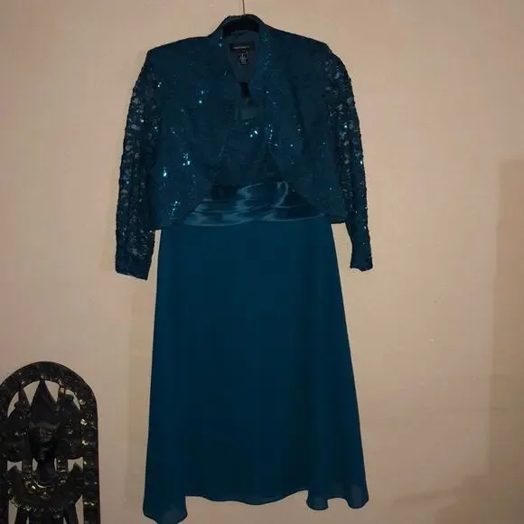 R&m Richards New Emerald Green Womens Size 8 Lace Sheath Dress Set, Women's R&m Richards New Emerald Green Womens Size 8 Lace Sheath Dress Set, Women's